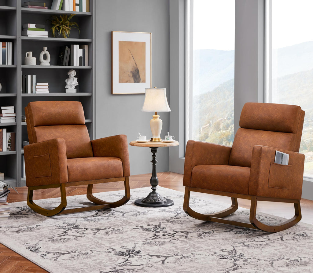 Brown Leather Glider Chair O632