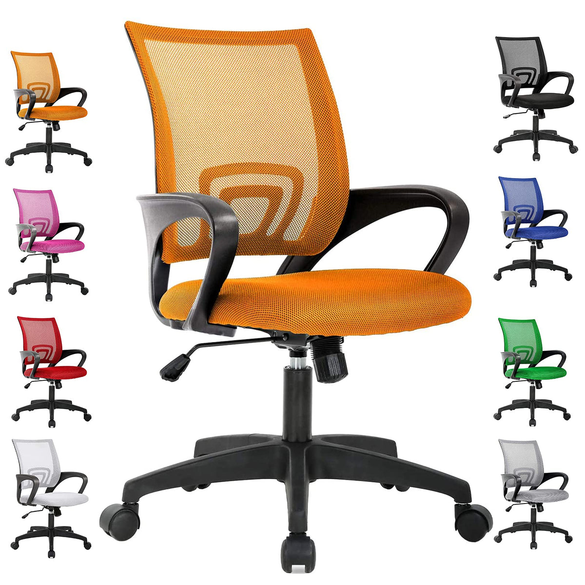 Orange Ergonomic Mid Back Mesh Office Chair X408450