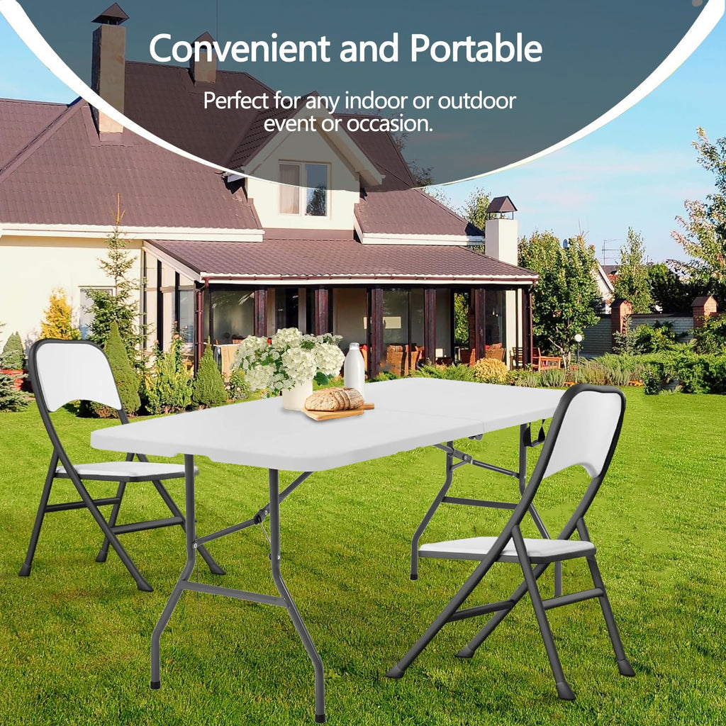 6ft White Folding Table with Carrying Handle L630883