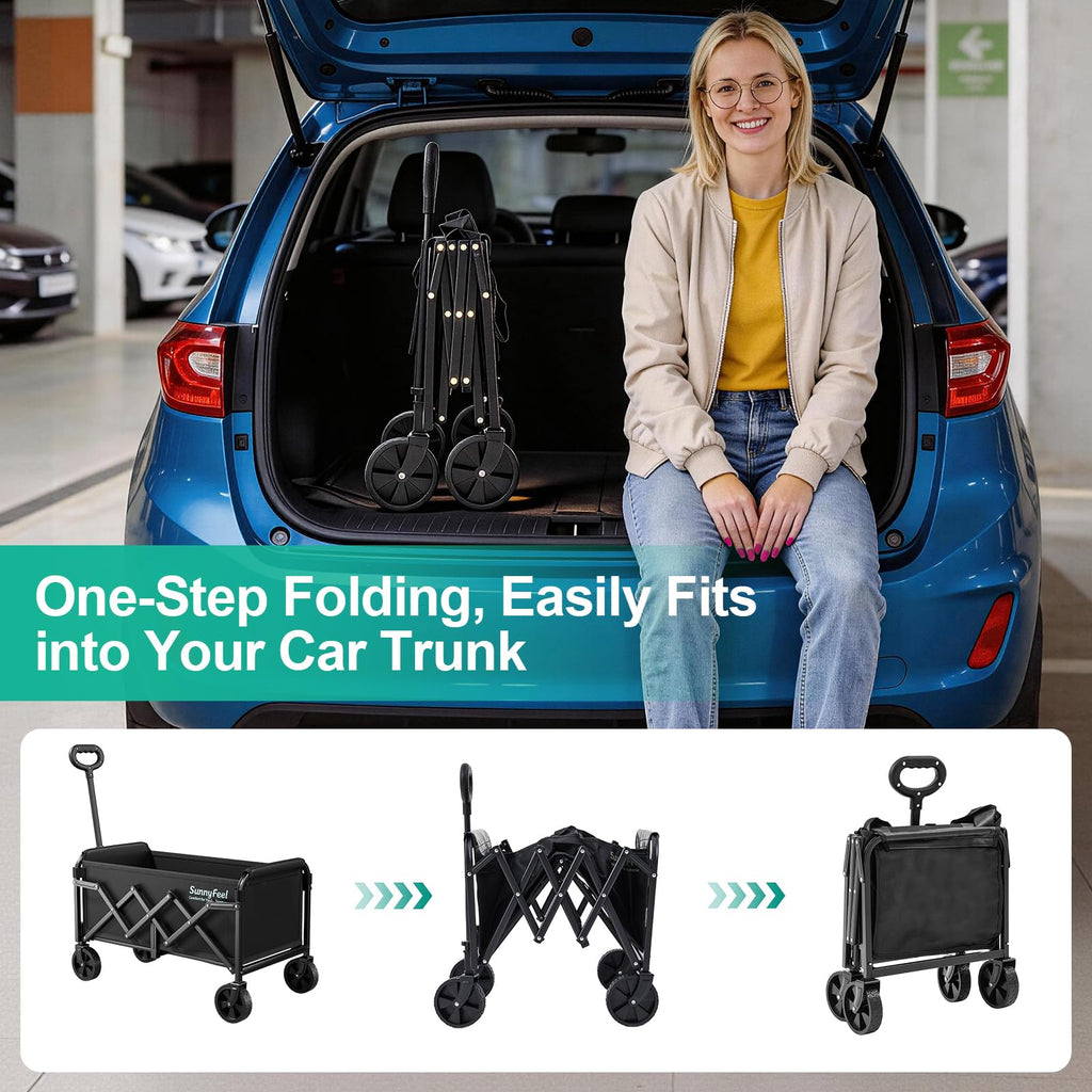 Lightweight Folding Wagon Cart, Black T76820