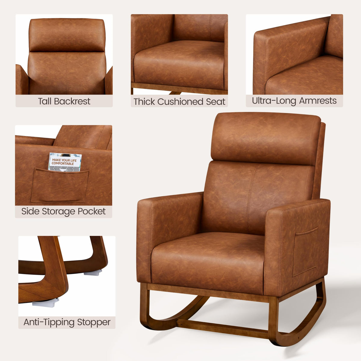 Brown Leather Glider Chair O632