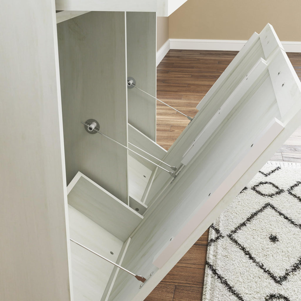 White Double Tilt Out Trash Recycling Cabinet with 2 Drawer V801636