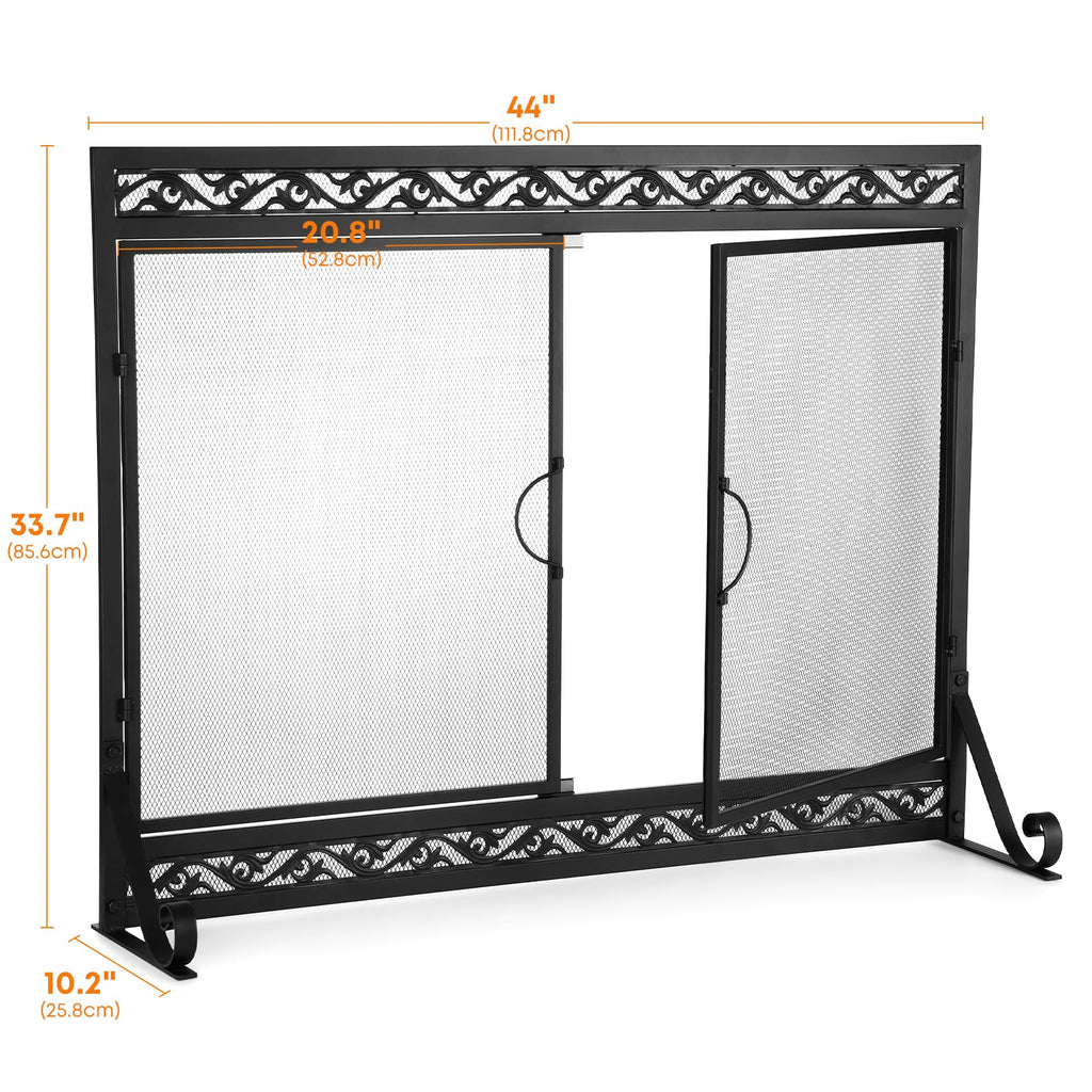 Fireplace Screen with Magnetic Doors and Guard Grate, 44" x 34" N345821