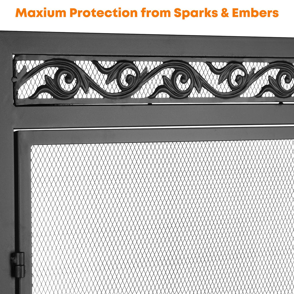 Fireplace Screen with Magnetic Doors and Guard Grate, 44" x 34" N345821