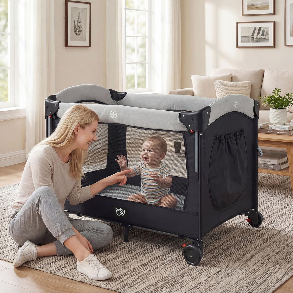 5-in-1 Pack and Play Bassinet Playard with Diaper Changer K678