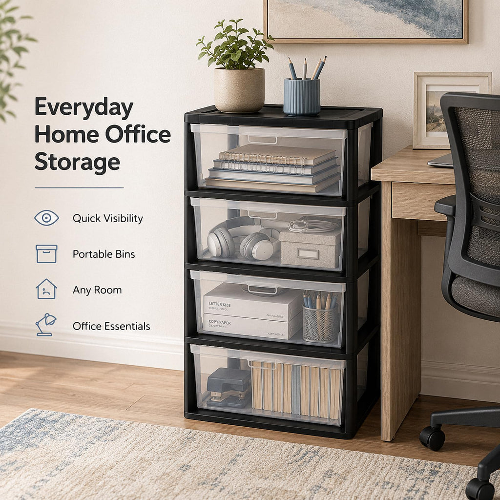 4 Drawer Plastic Storage Tower Organizer V354