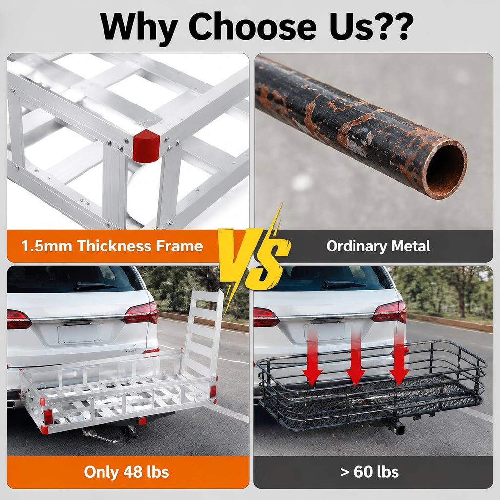 Aluminum Hitch Cargo Carrier with 27.5 in Folding Ramp D9574