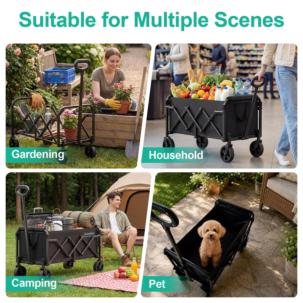 Lightweight Folding Wagon Cart, Black T76820