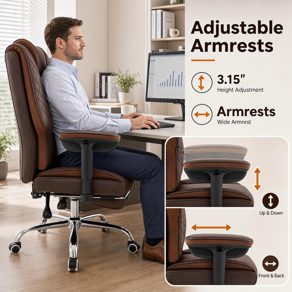 Big and Tall High Back Executive Office Chair with Foot Rest W791