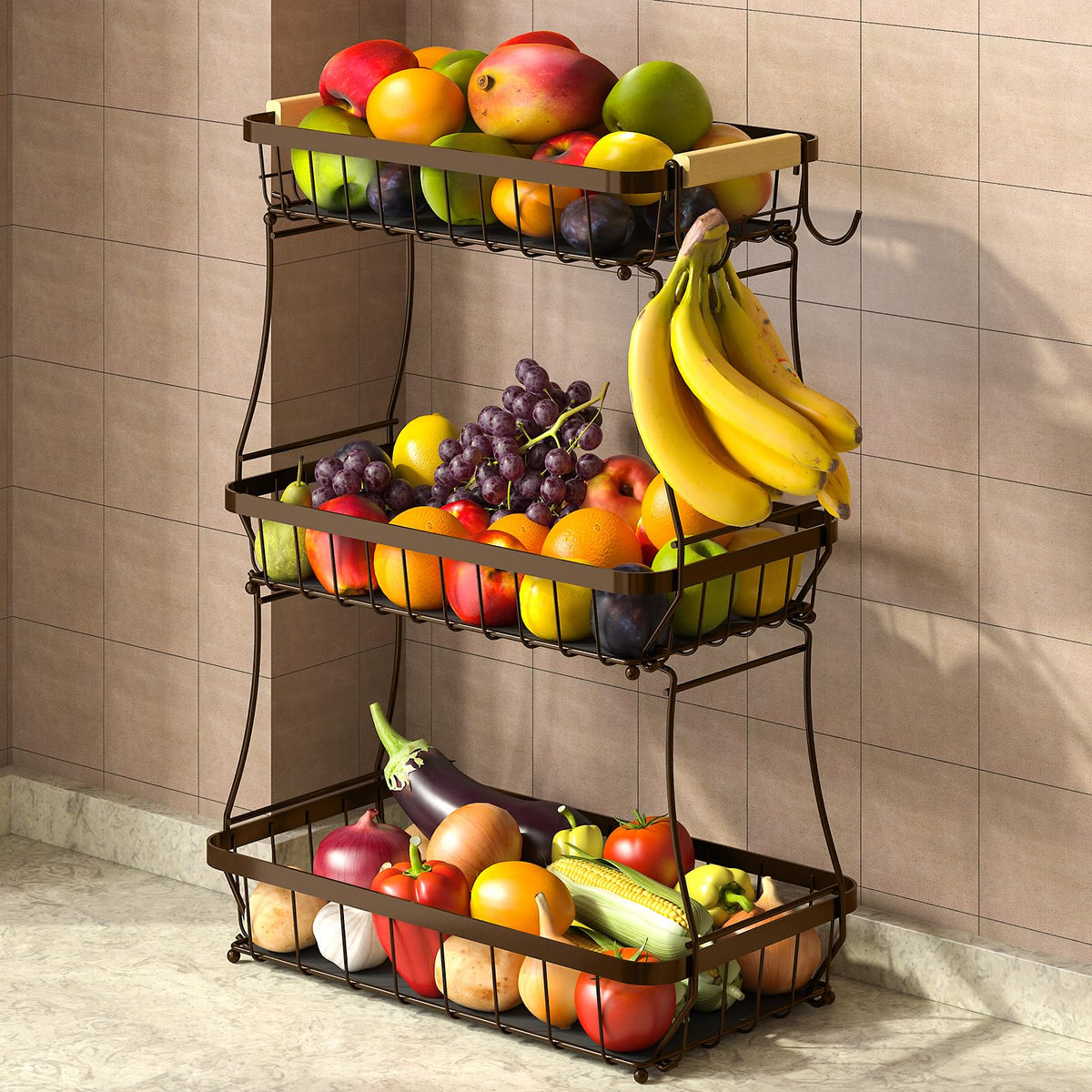 3-Tier Detachable Metal Fruit Basket R8909
