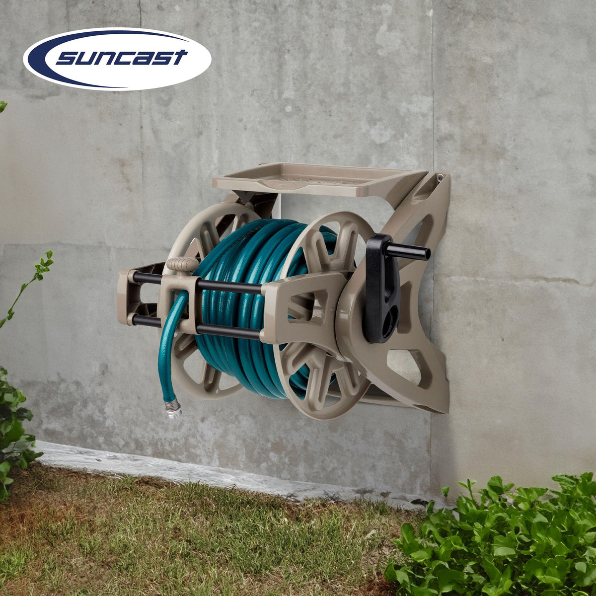 Wall-Mount Hose Reel with Storage Tray F149699