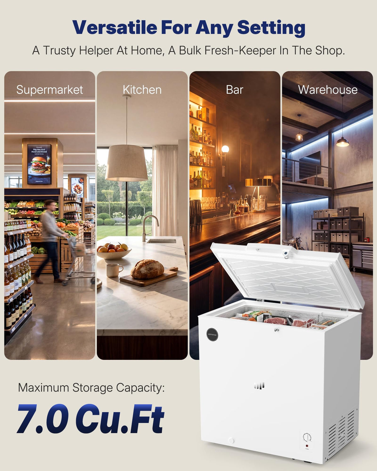7.0 Cu.Ft Silky White Chest Freezer A5454
