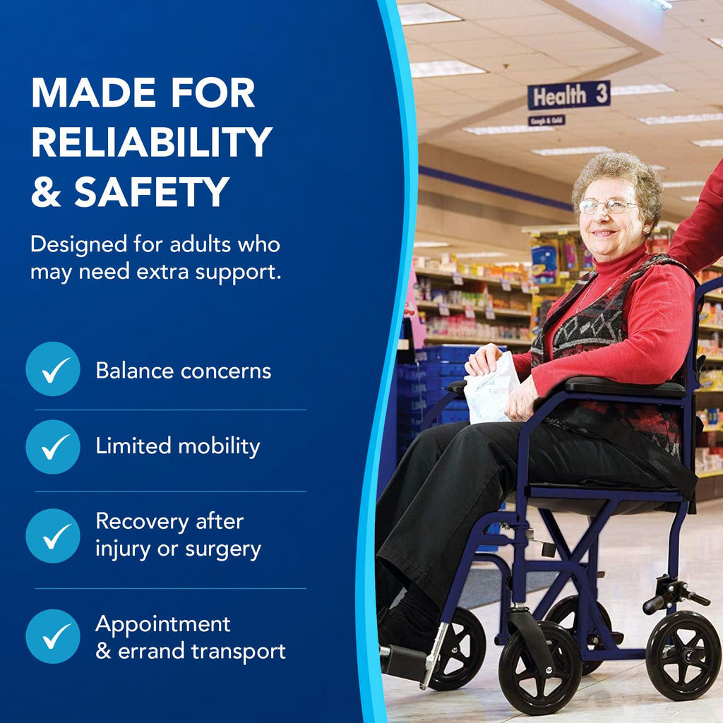 Folding Transport Wheelchair with 19 inch Seat Y343