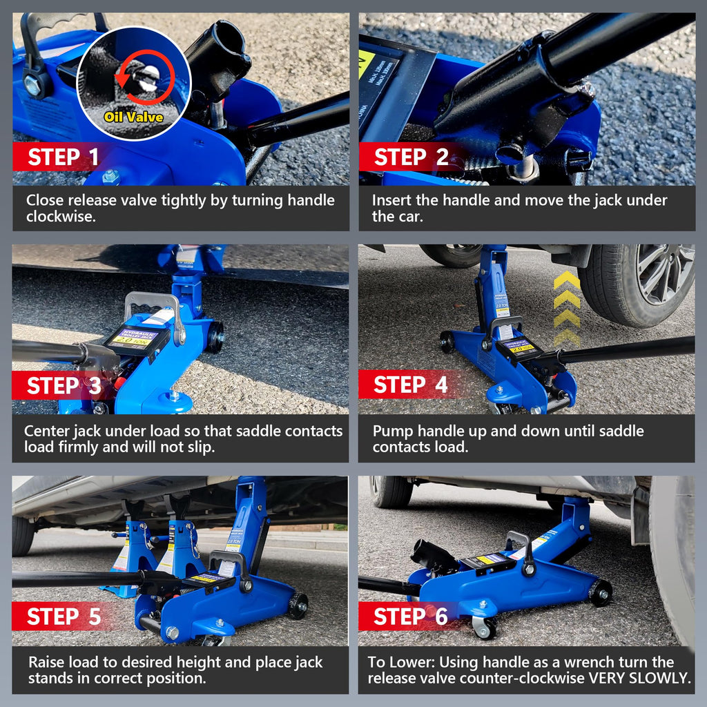 2 Ton Low Profile Hydraulic Floor Jack with Jack Stands H833586