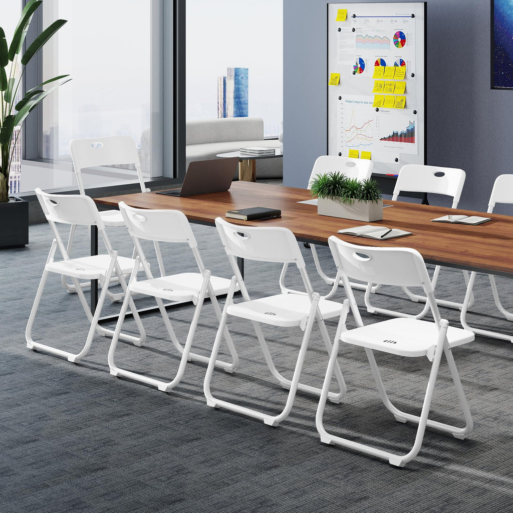 White Plastic Folding Chairs, 10 Pack Q529