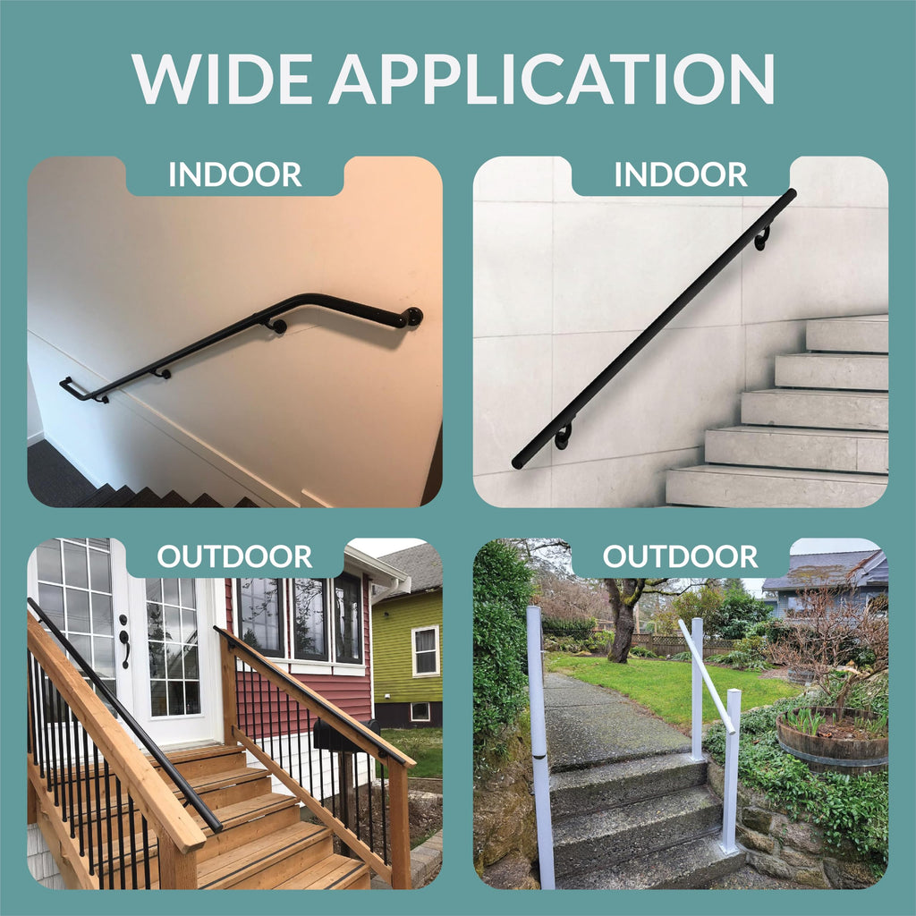 6FT Black Aluminum Stair Handrail Kit N981