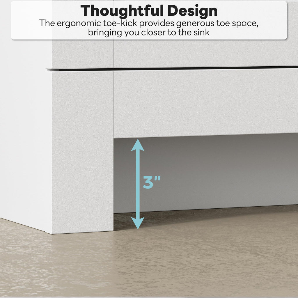 36" White Bathroom Vanity with Sink, 2 Soft-Close Drawers & Doors C87506