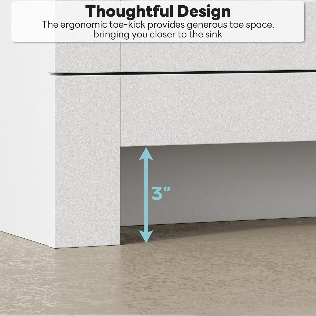 36" White Bathroom Vanity with Sink, 2 Soft-Close Drawers & Doors C87506