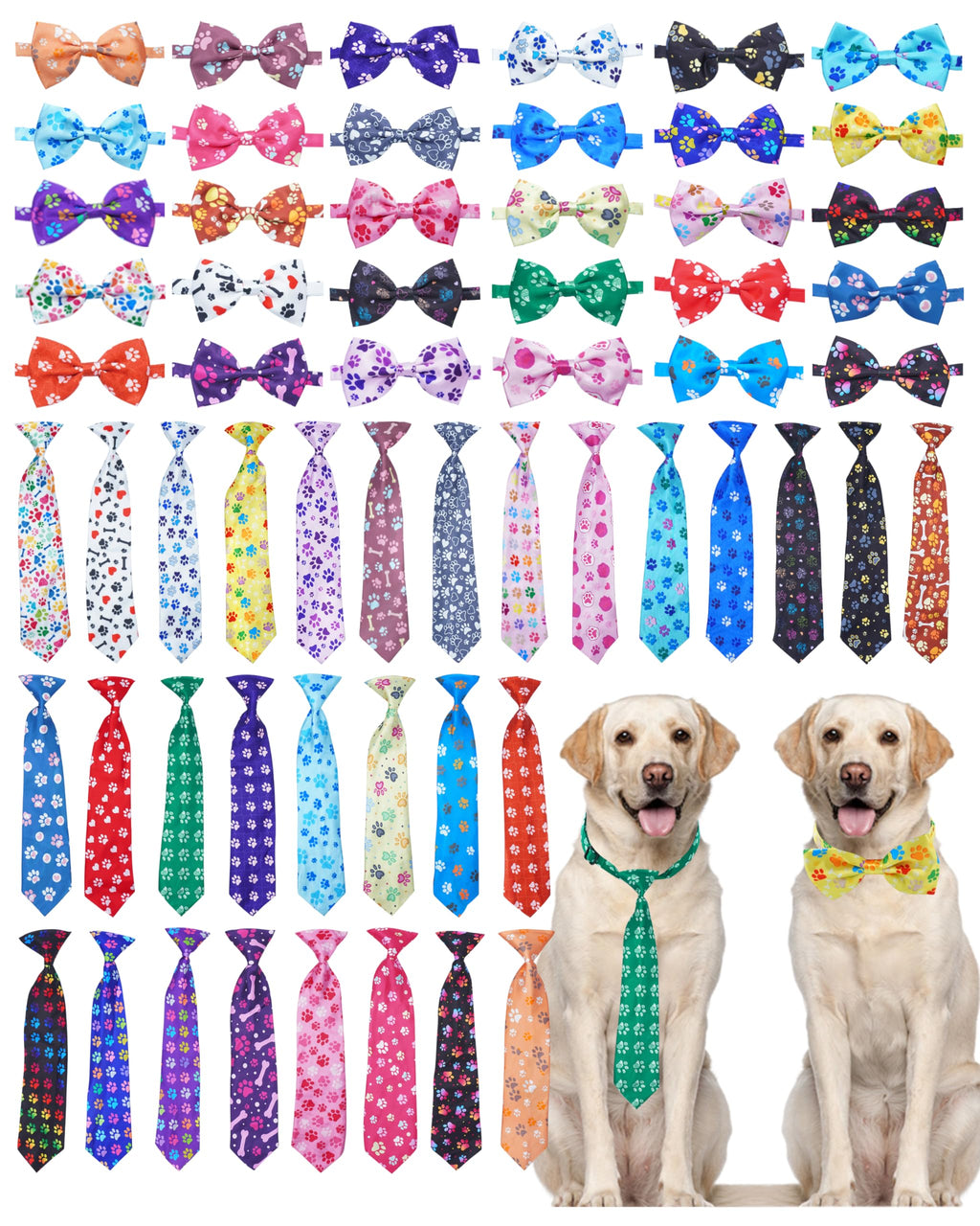 60 Pack Paw Print Dog Bowties and Ties I835898