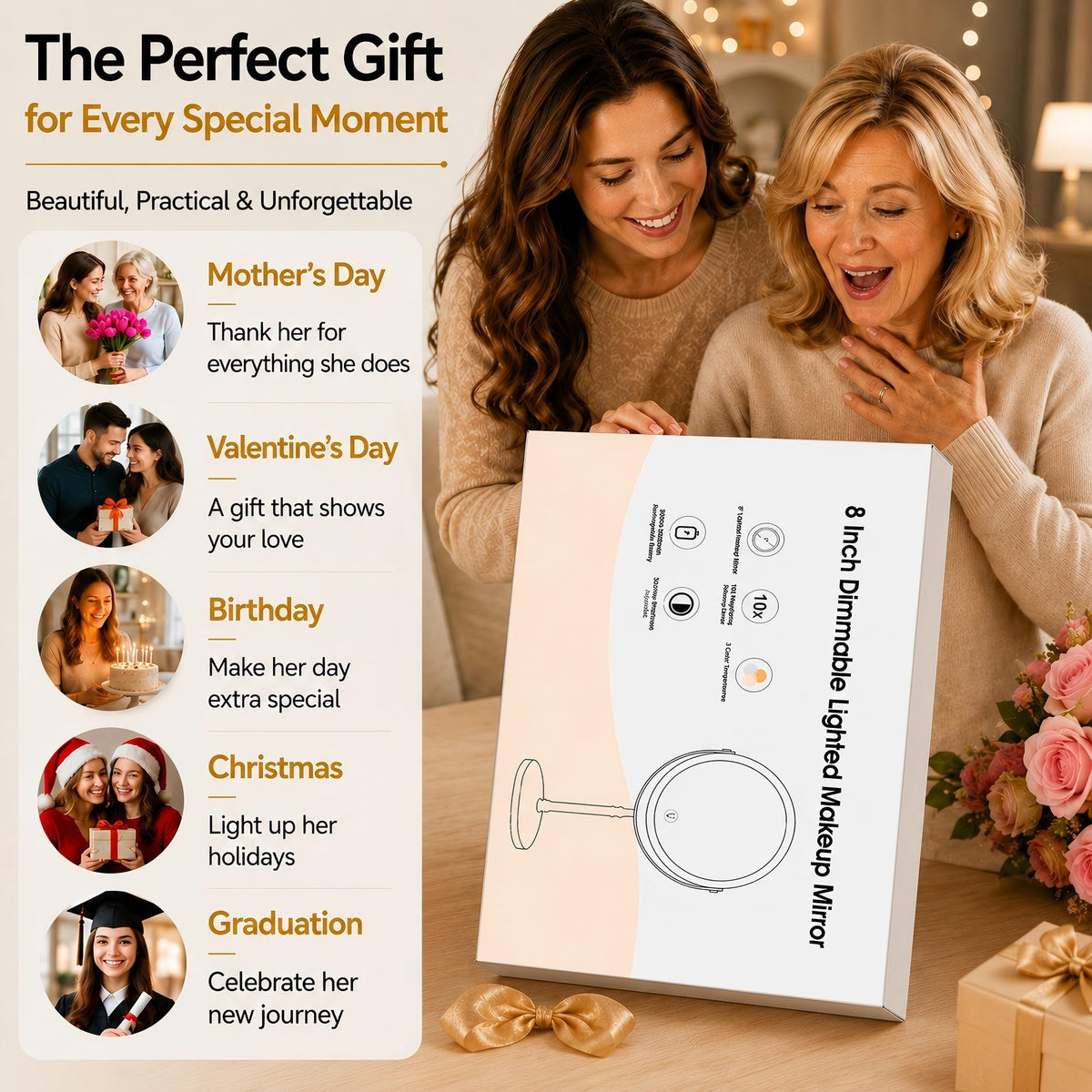 Makeup Mirror with 3 Lights D1580