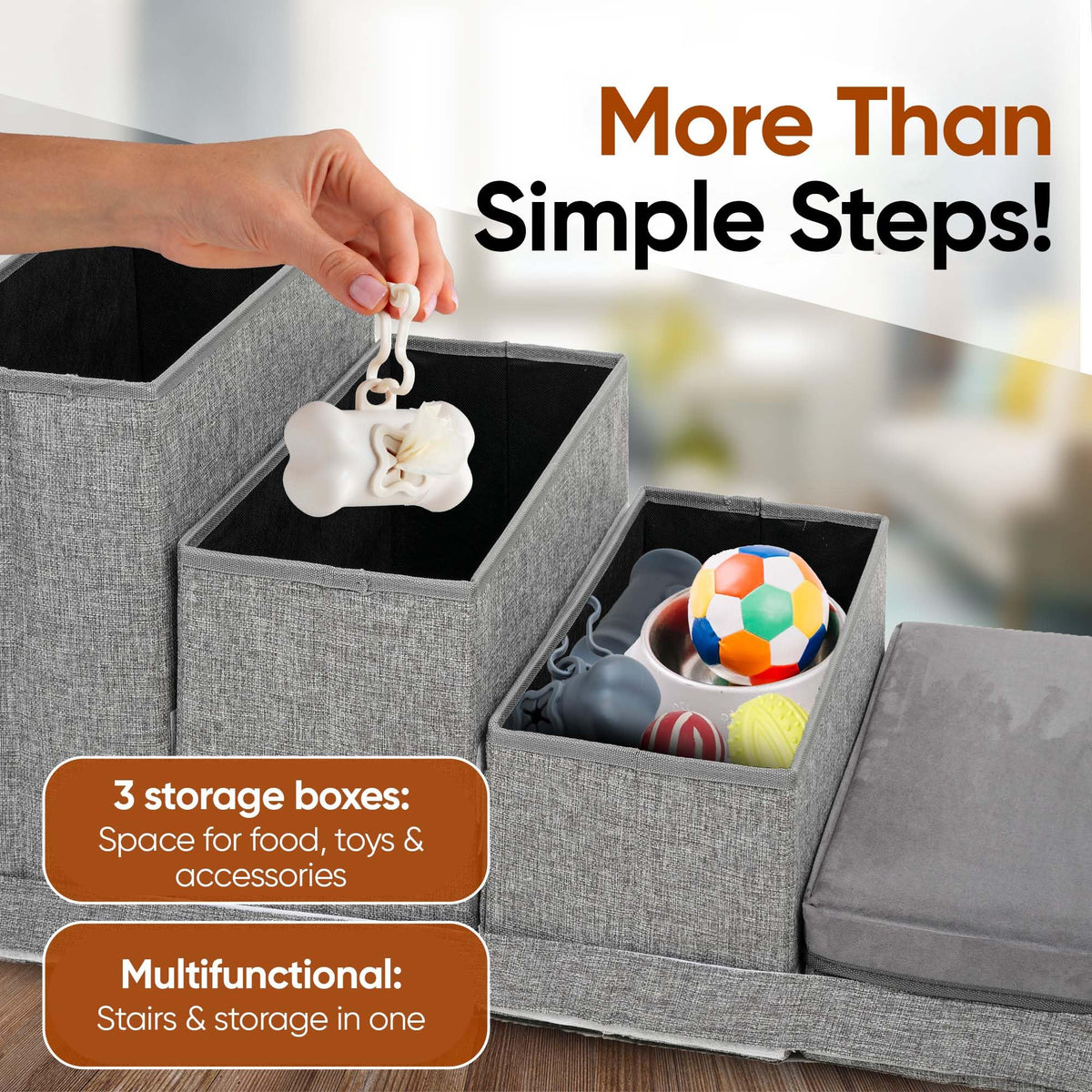 Foldable Pet Stairs with Storage B439251