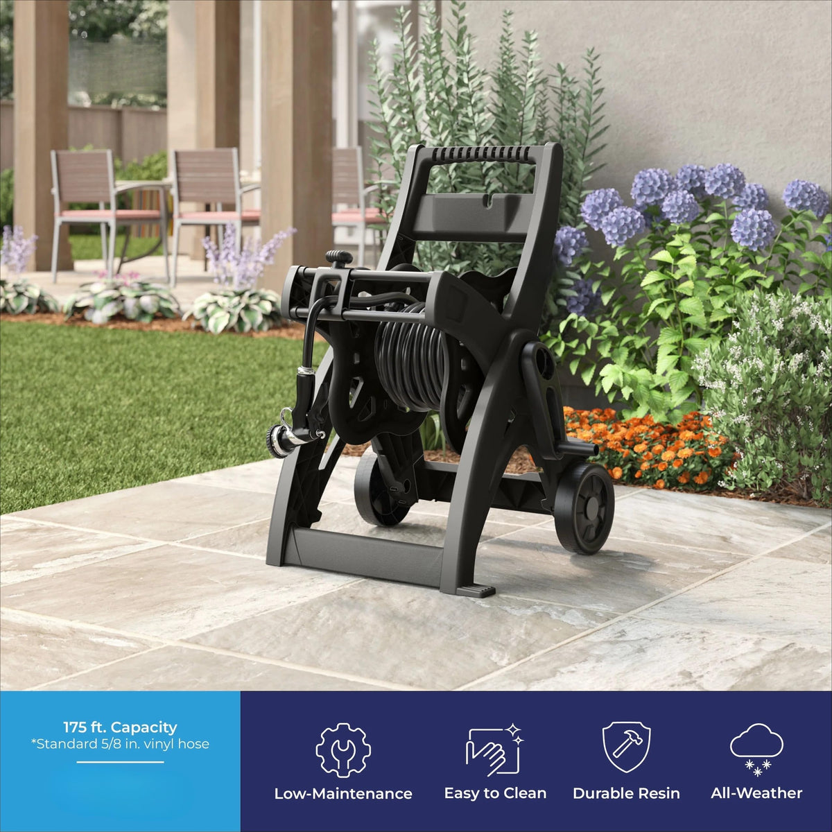 175-inch Wheeled Garden Hose Reel Cart J547