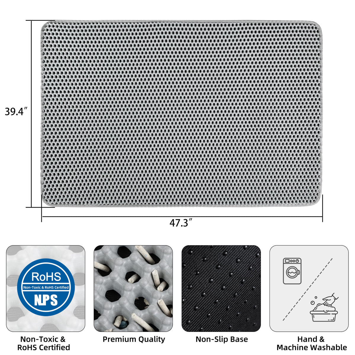 XXL Gray Double-Layer Cat Litter Mat J5922
