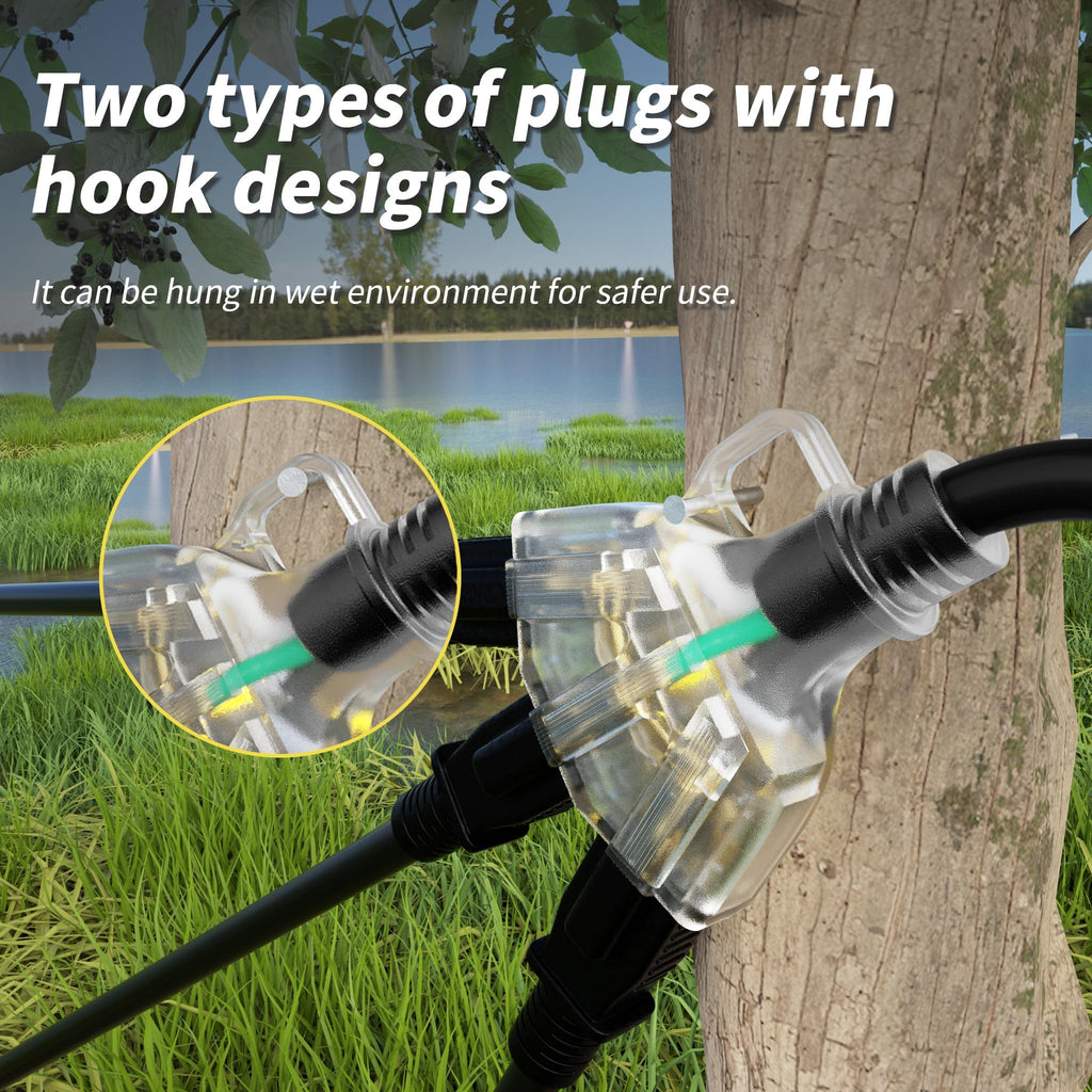 100 FT 16/3 Outdoor Extension Cord with Multiple Outlets Black E6832